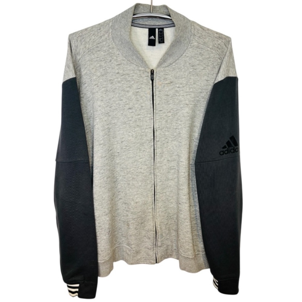 Adidas Men's Full Zip Crewneck Sweatshirt in Gray and Black Size XXL - Picture 1 of 9